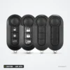 Coque de clé 3 boutons pour Fiat 500, Panda, Ducato, Peugeot Boxer, lame SIP22 - quatre exemplaires alignés côte à côte