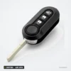 Coque de clé 3 boutons pour Fiat 500, Panda, Ducato, Peugeot Boxer, lame SIP22 - vue de profil avec lame dépliée