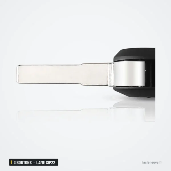 Coque de clé 3 boutons pour Fiat 500, Panda, Ducato, Peugeot Boxer, lame SIP22 - détail de la lame seule