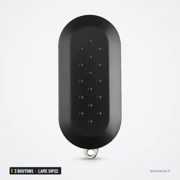Coque de clé 3 boutons pour Fiat 500, Panda, Ducato, Peugeot Boxer, lame SIP22 - dos du boîtier, surface perforée