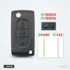 Coque de clé 3 boutons pour Fiat Scudo, Peugeot, Citroën Berlingo, HU83/VA2 - clé dépliée, lame vers le bas, trois boutons