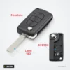 Coque de clé 3 boutons pour Fiat Scudo, Peugeot, Citroën Berlingo, HU83/VA2 - clé dépliée avec lame, coque séparée à côté