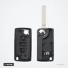 Coque de clé 3 boutons pour Fiat Scudo, Peugeot, Citroën Berlingo, HU83/VA2 - coque arrière ouverte, pile ronde visible