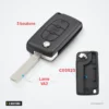 Coque de clé 3 boutons pour Fiat Scudo, Peugeot, Citroën Berlingo, HU83/VA2 - clé dépliée avec lame, autre coque séparée