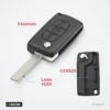 Coque de clé 3 boutons pour Fiat Scudo, Peugeot, Citroën Berlingo, HU83/VA2 - clé dépliée avec lame, dernière coque séparée