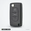 Coque de clé 3 boutons pour Fiat Scudo, Peugeot Partner, lame HU83 ou VA2 - coque fermée avec lame intégrée, vue de face