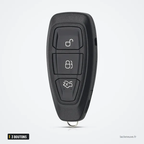 Coque de clé 3 boutons pour Ford Focus, C-Max, Mondeo, Kuga - vue de face, boutons visibles