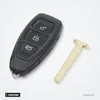 Coque de clé 3 boutons pour Ford Focus, C-Max, Mondeo, Kuga - vue de face avec lame de clé