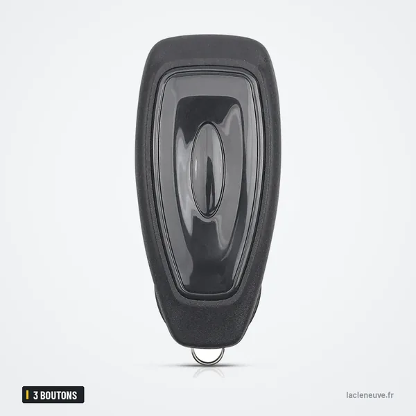 Coque de clé 3 boutons pour Ford Focus, C-Max, Mondeo, Kuga - vue de profil, dos lisse et arrondi