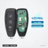 Coque de clé 3 boutons pour Ford Focus, Fiesta, C-Max, Mondeo, lame vierge - coque ouverte, circuit et étiquette visibles