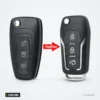 Coque de clé 3 boutons pour Ford Focus, Fiesta, Mondeo, Transit - deux clés comparées, avant et après transformation