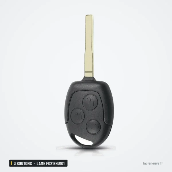 Coque de clé 3 boutons pour Ford Focus, Mondeo, Fiesta, lame FO21/HU101 - clé à trois boutons sans lame visible