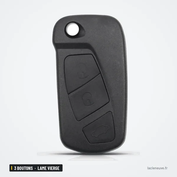 Coque de clé 3 boutons pour Ford Ka (2008-2016), lame vierge 4 cm - vue de face sans lame