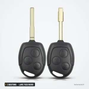 Coque de clé 3 boutons pour Ford Mondeo, Focus, Fiesta, lame FO21/HU101 - deux clés côte à côte, lames visibles Coque de clé 3 boutons pour Ford Mondeo, Focus, Fiesta, lame FO21/HU101 - deux clés côte à côte, lames visibles