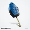Coque de clé 3 boutons pour Ford Transit, lame vierge - clé non pliante bleue, vue de face