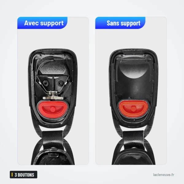 Coque de clé 3 boutons pour Hyundai Elantra, Sonata, Kia Carens - comparaison avec et sans support de pile