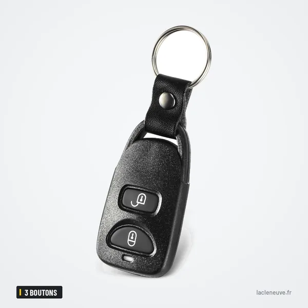 Coque de clé 3 boutons pour Hyundai Elantra, Sonata, Kia Carens - vue de profil avec anneau porte-clé