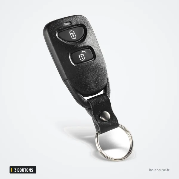 Coque de clé 3 boutons pour Hyundai Elantra, Sonata, Kia Carens - vue de face, forme rectangulaire