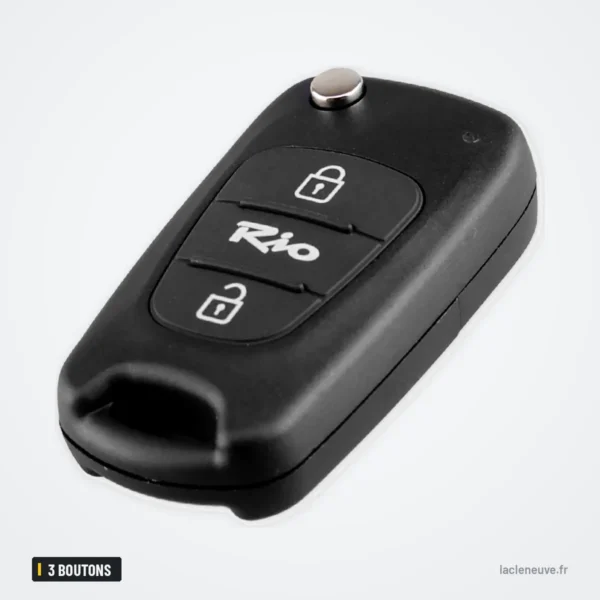 Coque de clé 3 boutons pour Kia Rio, Ceed, Sportage, Hyundai i30 - vue de face, lame rentrée