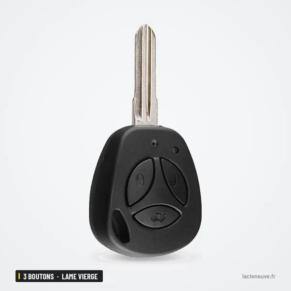 Coque de clé 3 boutons pour Lada Kalina, Vesta, lame vierge - vue de face, lame intégrée
