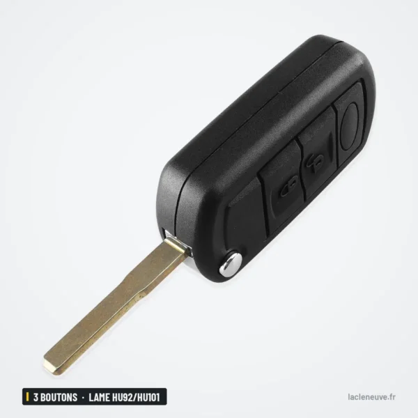 Coque de clé 3 boutons pour Land Rover Range Rover, LR3, lame HU92/HU101 - lame déployée en gros plan