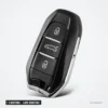 Coque de clé 3 boutons pour Peugeot 308, 508, Citroën C3, C4, lame HU83/VA2 - vue de face, trois boutons alignés