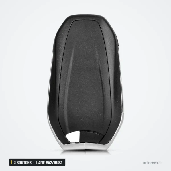 Coque de clé 3 boutons pour Peugeot 308, 508, Citroën C3, C4, lame VA2/HU83 - dos de la coque, vue arrière
