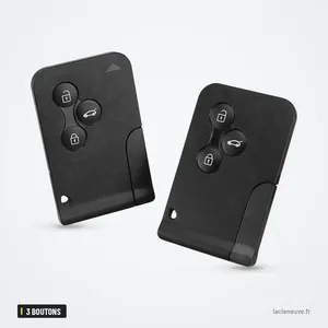 Coque de clé 3 boutons pour Renault Clio, Megane, Scenic, Dacia Logan - vue de face, deux coques côte à côte
