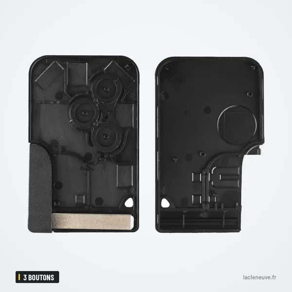 Coque de clé 3 boutons pour Renault Clio, Megane, Scenic, Dacia Logan - coque ouverte, deux faces internes