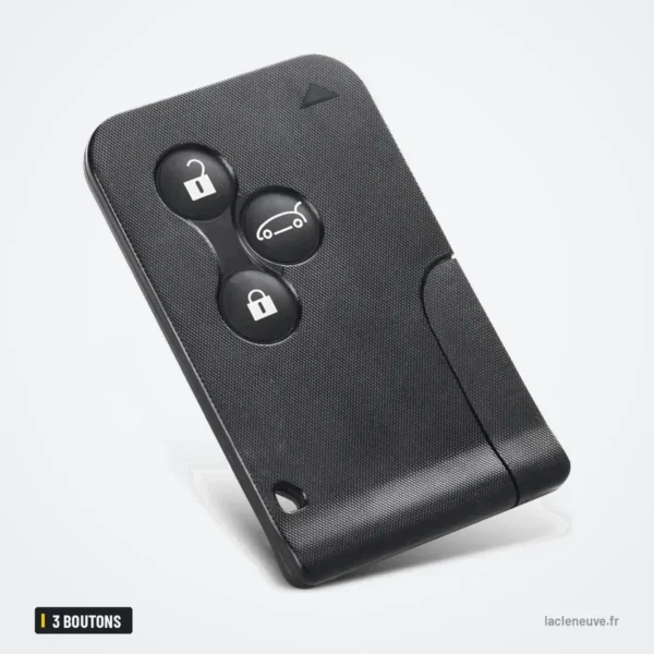 Coque de clé 3 boutons pour Renault Clio, Megane, Scenic, Koleos - carte vue de face, trois boutons ronds