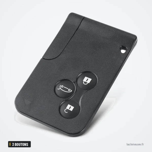 Coque de clé 3 boutons pour Renault Clio, Megane, Scenic, Koleos - carte vue de profil, légèrement inclinée