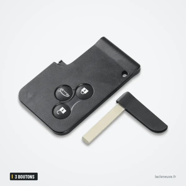 Coque de clé 3 boutons pour Renault Clio, Megane, Scenic, Koleos - carte avec petite lame détachée à côté