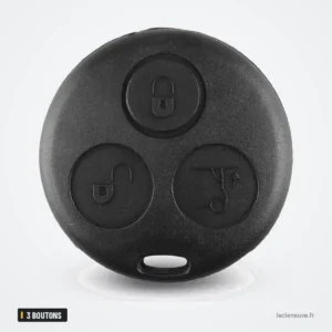 Coque de clé 3 boutons pour Smart Fortwo 450, Forfour, Roadster - vue de face, trois boutons visibles