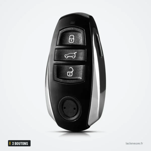 Coque de clé 3 boutons pour Volkswagen Touareg - vue de côté, boutons et liseré chromé