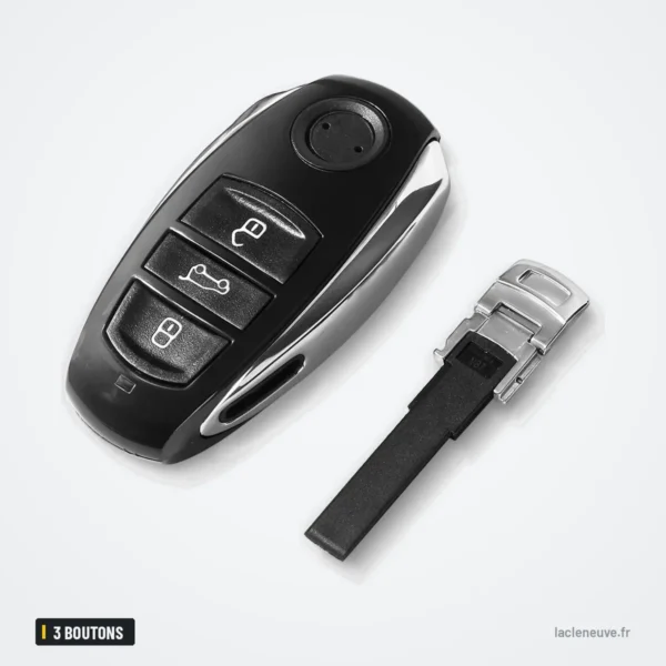 Coque de clé 3 boutons pour Volkswagen Touareg - lame métallique sortie à côté de la coque