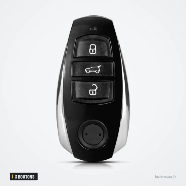 Coque de clé 3 boutons pour Volkswagen Touareg - vue de face, boutons et bande chromée