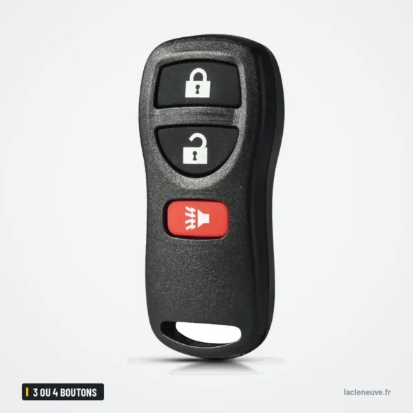 Coque de clé 3 ou 4 boutons pour Nissan Altima, Maxima, 350Z, Armada - vue de face, trois boutons