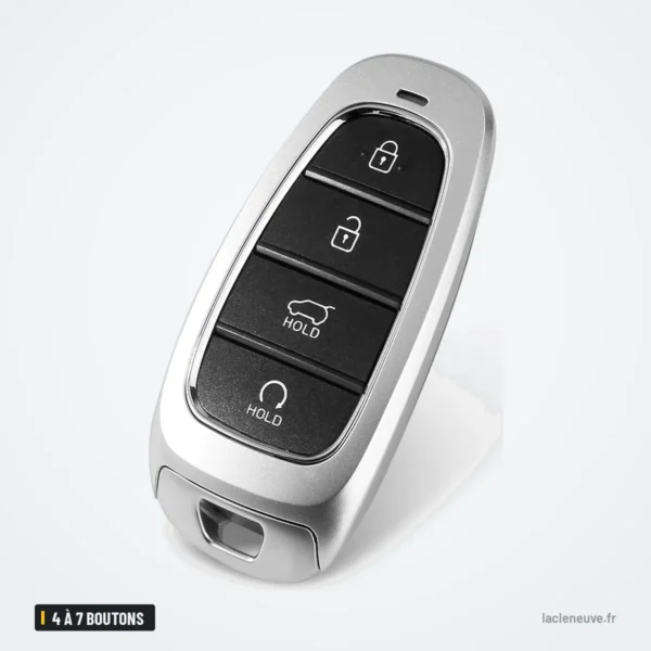 Coque de clé 4 à 7 boutons pour Hyundai Tucson, Santa Fe, Sonata - vue de face, boutons visibles