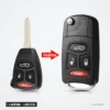 Coque de clé 4 boutons pour Chrysler 300, Dodge Durango, RAM, Jeep, lame CY22 - comparaison avant et après transformation