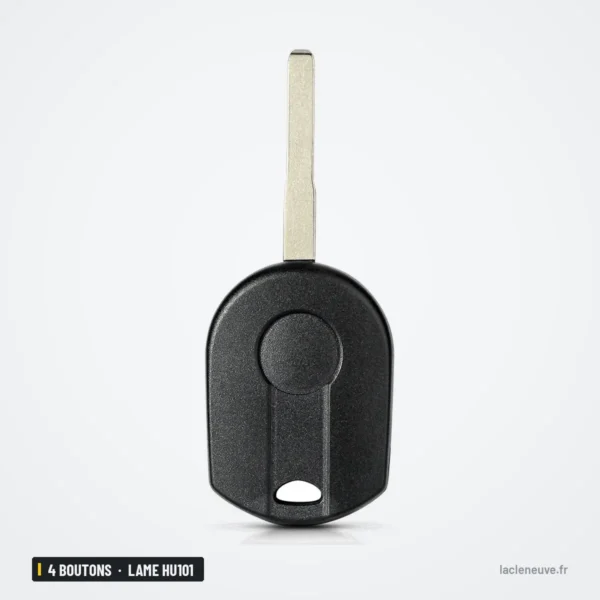 Coque de clé 4 boutons pour Ford Escape, Mustang, Taurus, lame HU101 ou FO38 - dos de la coque avec fente pour la lame