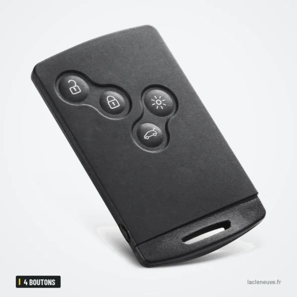 Coque de clé 4 boutons pour Renault Captur, Clio, Laguna, Koleos - vue de dos, boutons non visibles