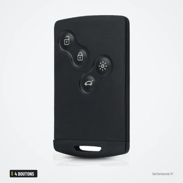 Coque de clé 4 boutons pour Renault Laguna, Koleos, Mégane - carte avec quatre boutons visibles