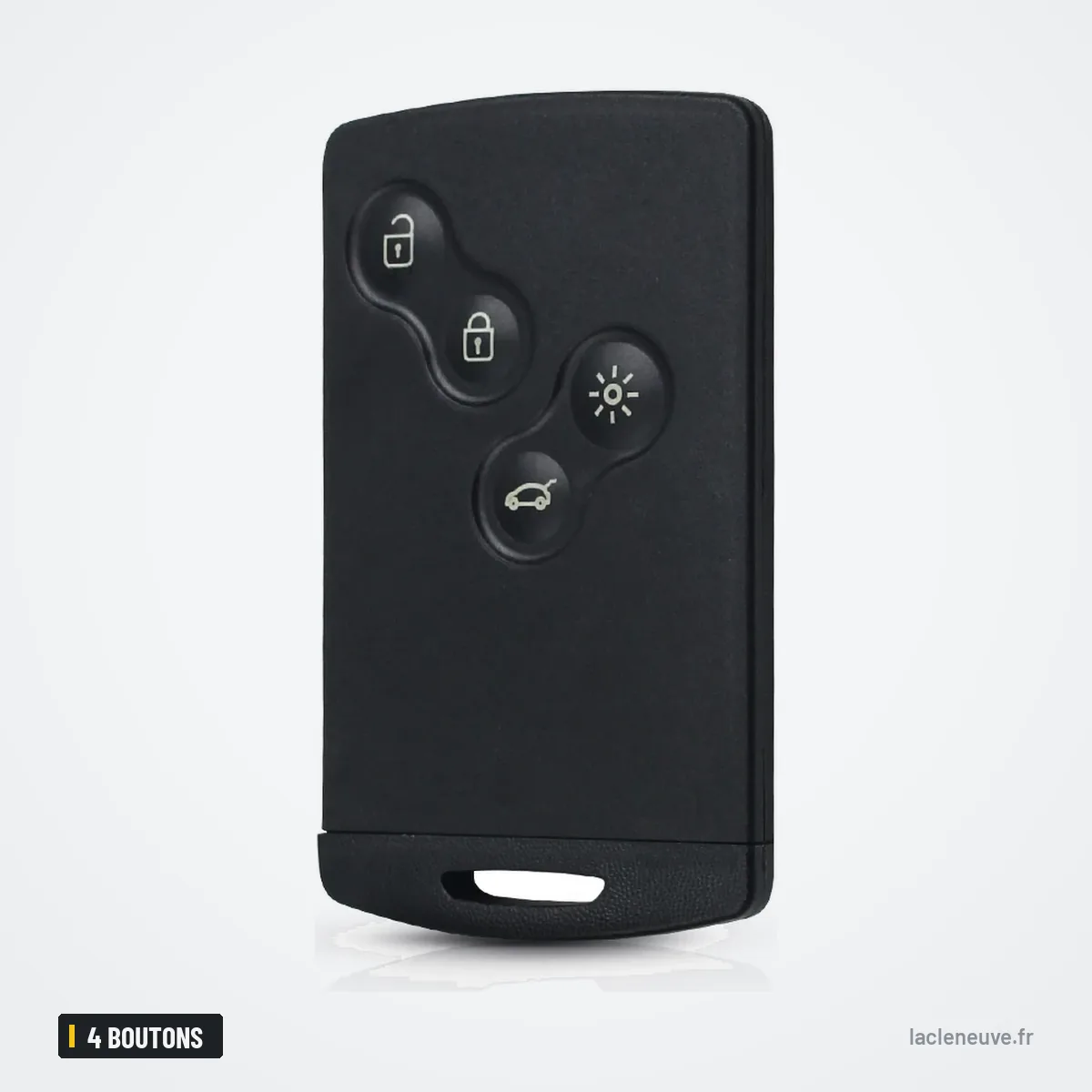 Coque de clé 4 boutons pour Renault Laguna, Koleos, Mégane - carte avec quatre boutons visibles