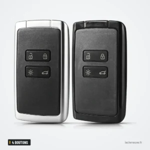 Coque de clé 4 boutons pour Renault Megane 4, Espace 5, Kadjar - deux coques identiques, vue de face