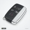 Coque de clé 5 boutons pour Land Rover Discovery 4, Range Rover, Jaguar XE, XF - vue de face, forme arrondie et bouton rouge