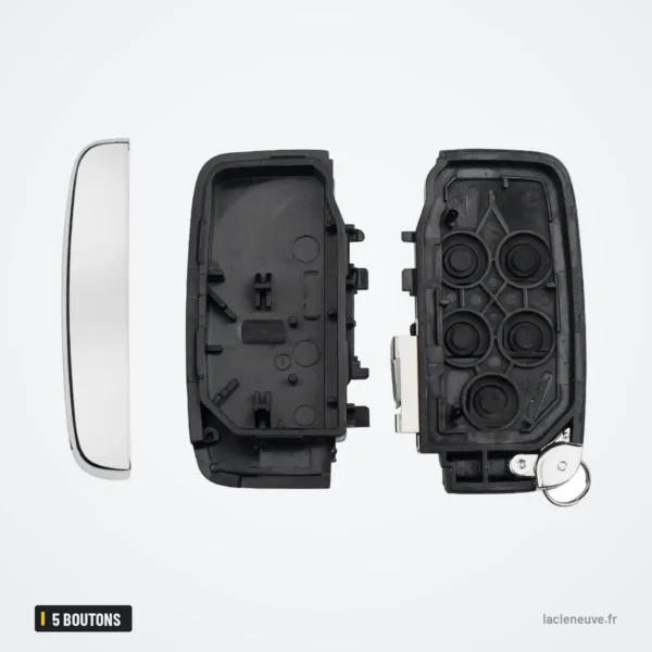 Coque de clé 5 boutons pour Land Rover Discovery 4, Range Rover, Jaguar XE, XF - coque ouverte avec circuit et lame