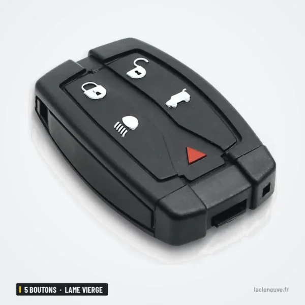 Coque de clé 5 boutons pour Land Rover Freelander 2, lame vierge - vue de face sous un autre angle