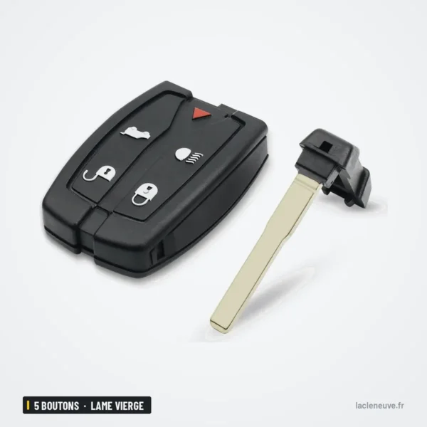 Coque de clé 5 boutons pour Land Rover Freelander 2, lame vierge - lame déployée à côté de la clé