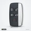 Coque de clé 5 boutons pour Land Rover Range Rover, Evoque, Discovery - vue de face, boutons noir et chrome