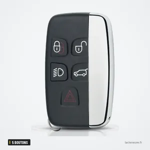 Coque de clé 5 boutons pour Land Rover Range Rover Sport, Evoque, LR4 - vue de face, cinq boutons avec pictogrammes